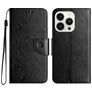 Mobigear Flowers iPhone 16 Pro Hoesje Bookcase Portemonnee - Zwart