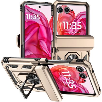 Mobigear Armor Ring Motorola Razr 50 Hoesje Hardcase Backcover Shockproof met Ringhouder - Goud