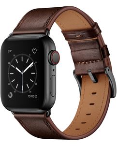 Mobigear Firenze Leren Apple Watch Bandje Gespsluiting - 49/46/45/44 mm - Bruin