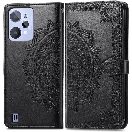 Mobigear Mandala Realme C31 Hoesje Bookcase Portemonnee - Zwart