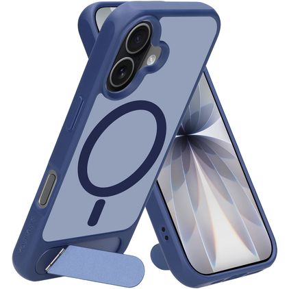 Mobiparts Hardcover iPhone 17 MagSafe Hoesje Hardcase Backcover met Standaard - Satin Blue