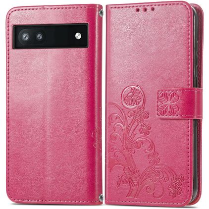 Mobigear Clover Google Pixel 6a Hoesje Bookcase Portemonnee - Magenta