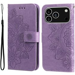 Mobigear Flowers iPhone 17 Pro Hoesje Bookcase Portemonnee - Paars