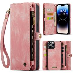 Caseme 008 iPhone 15 Pro Hoesje Uitneembare 2in1 Bookcase Portemonnee - Roze