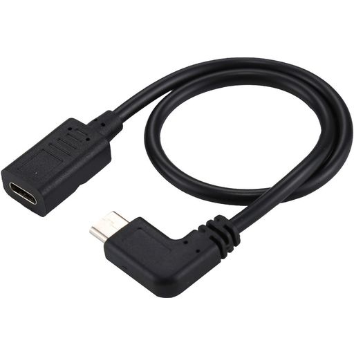 Mobigear 90 Degrees USB-C naar USB-C Verlengkabel 0.3 Meter - Zwart