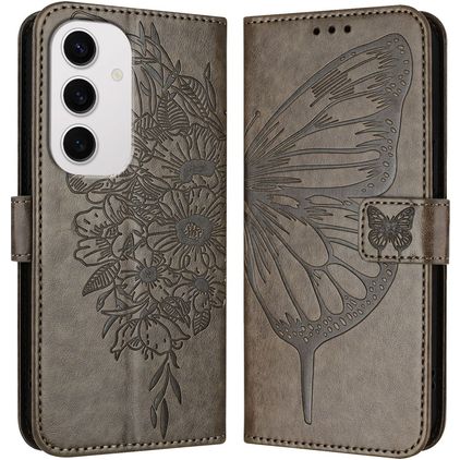 Mobigear Butterfly Samsung Galaxy S24 FE Hoesje Bookcase Portemonnee - Grijs