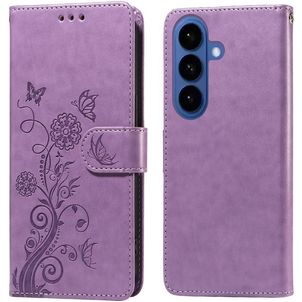 Mobigear Flowers Samsung Galaxy S26 Plus Hoesje Bookcase Portemonnee - Paars