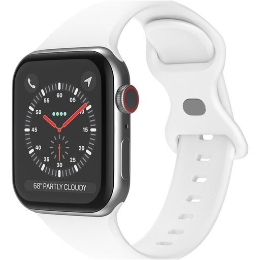 Mobigear Sport Dual Siliconen Apple Watch Bandje Druksluiting - 42/41/40/38 mm - Wit