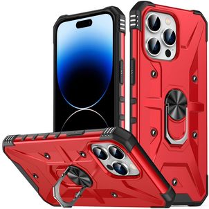 Mobigear Armor Ring iPhone 14 Pro Max Hoesje Hardcase Backcover Shockproof met Ringhouder - Rood