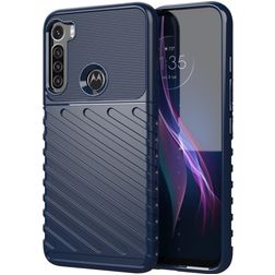 Mobigear Groove Motorola One Fusion Plus Hoesje Flexibel TPU Backcover - Blauw