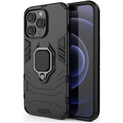 Mobigear Armor Ring iPhone 13 Pro Hoesje Hardcase Backcover Shockproof met Ringhouder - Zwart