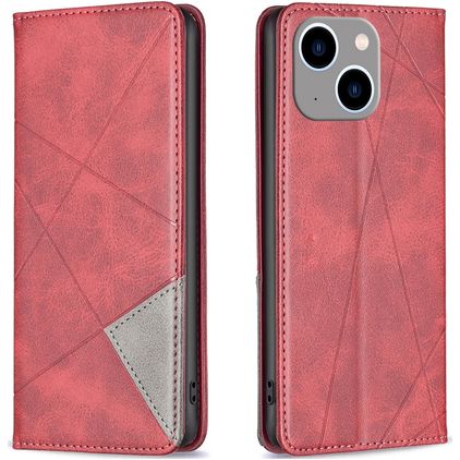 Mobigear Rhombus Slim iPhone 15 Plus Hoesje Bookcase - Rood