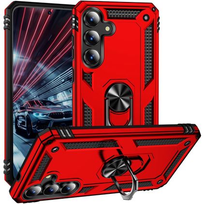Mobigear Armor ring Samsung Galaxy S25 FE Hoesje Hardcase Backcover Shockproof met Ringhouder - Rood