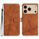 Mobigear Stitch iPhone 17 Pro Max Hoesje Bookcase Portemonnee - Bruin