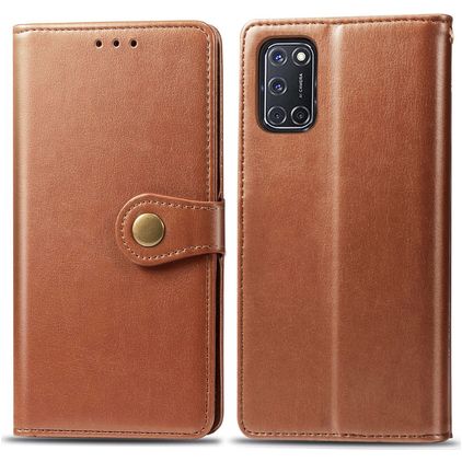 Mobigear Snap Button OPPO A72 Hoesje Bookcase Portemonnee - Cognac