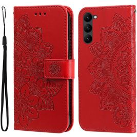 Mobigear Flowers Samsung Galaxy S23 Hoesje Bookcase Portemonnee - Rood