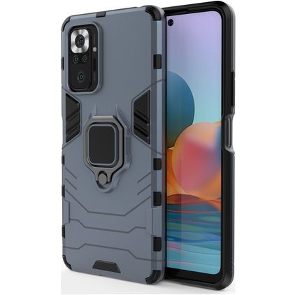 Mobigear Armor Ring Xiaomi Redmi Note 10 Pro Hoesje Hardcase Backcover Shockproof met Ringhouder - Blauw