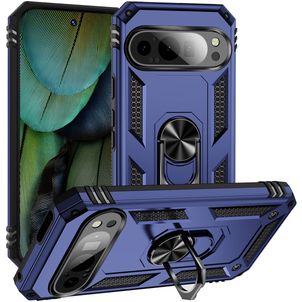 Mobigear Armor Ring Google Pixel 9 Hoesje Hardcase Backcover Shockproof met Ringhouder - Blauw