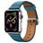 Mobigear Roma Leren Apple Watch Bandje Gespsluiting - 49/46/45/44 mm - Blauw