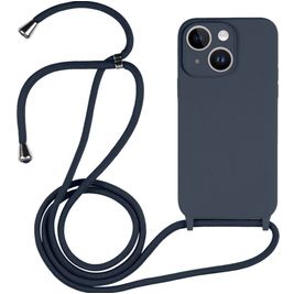 Mobigear Lanyard iPhone 14 Siliconen Hoesje met koord - Donkerblauw Mobigear Lanyard iPhone 14 Siliconen Hoesje met koord - Donkerblauw