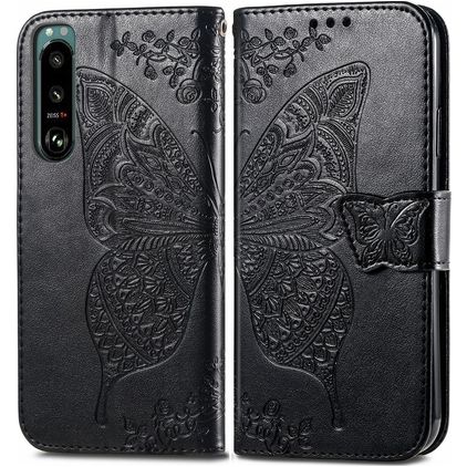 Mobigear Butterfly Sony Xperia 5 IV Hoesje Bookcase Portemonnee - Zwart