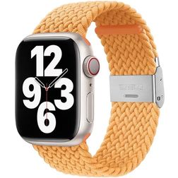 Mobigear Braided Nylon Apple Watch Bandje Klemsluiting - 42/41/40/38 mm - Geel