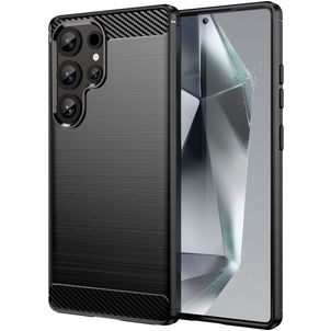 Mobigear Brushed Slim Samsung Galaxy S25 Ultra Hoesje Flexibel TPU Backcover - Zwart