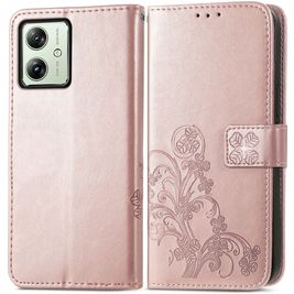 Mobigear Clover Motorola Moto G54 Hoesje Bookcase Portemonnee - Roségoud