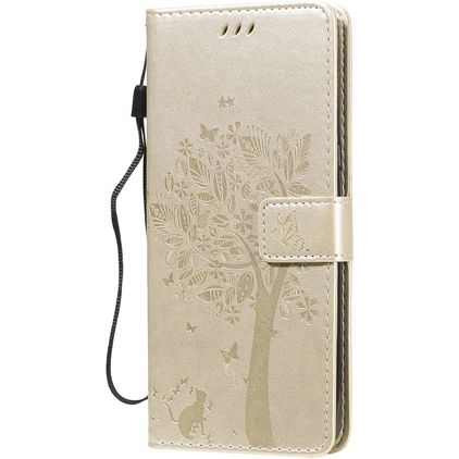 Mobigear Tree LG V60 ThinQ Hoesje Bookcase Portemonnee - Goud