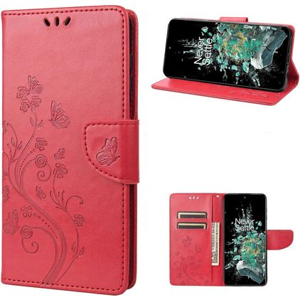 Mobigear Butterfly OnePlus 10T Hoesje Bookcase Portemonnee - Rood