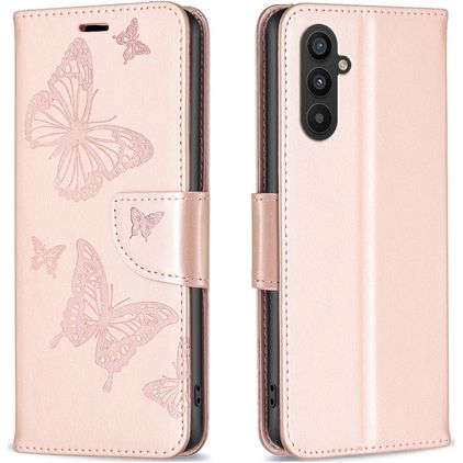 Mobigear Butterfly Samsung Galaxy A24 Hoesje Bookcase Portemonnee - Roségoud