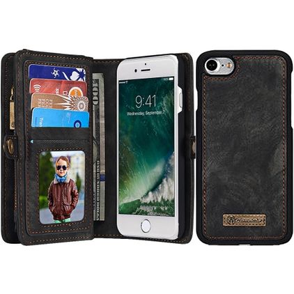 Caseme 008 iPhone SE (2022) Hoesje Uitneembare 2in1 Bookcase Portemonnee - Zwart