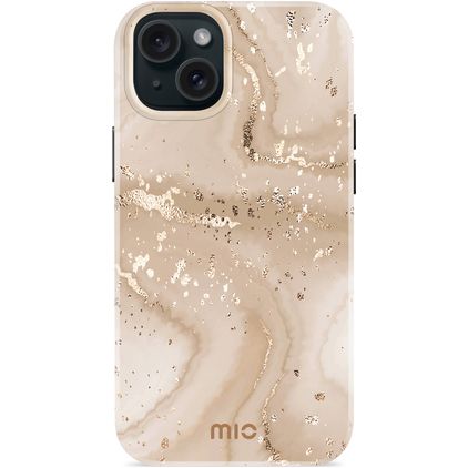 MIO iPhone 15 Plus MagSafe Hoesje Hardcase Backcover - Gold Marble