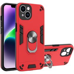 Mobigear Armor Ring iPhone 14 Hoesje Hardcase Backcover Shockproof met Ringhouder - Rood