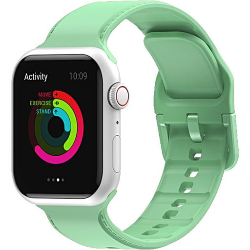 Mobigear Dashed Siliconen Apple Watch Bandje Gespsluiting - 42/41/40/38 mm - Pastelgroen