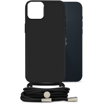 Mobilize Lanyard Gelly iPhone 14 Plus Flexibel TPU Hoesje met koord - Zwart