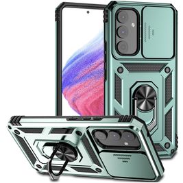 Mobigear Armor Ring Cam Slide Samsung Galaxy A54 Hoesje Hardcase Backcover Shockproof met Ringhouder en Camera Slider - Groen