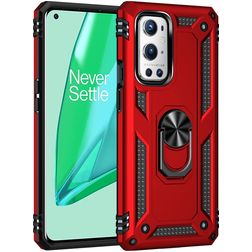 Mobigear Armor Ring OnePlus 9 Pro Hoesje Hardcase Backcover Shockproof met Ringhouder - Rood
