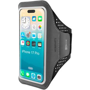 Mobiparts Comfort Fit Telefoonhouder Hardlopen iPhone 17 Pro Sport Hoesje Neopreen Sportarmband - Zwart