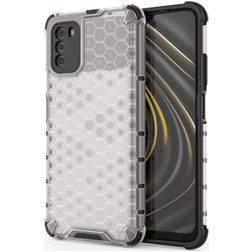 Mobigear Honeycomb POCO M3 Hoesje Hardcase Backcover Shockproof - Wit