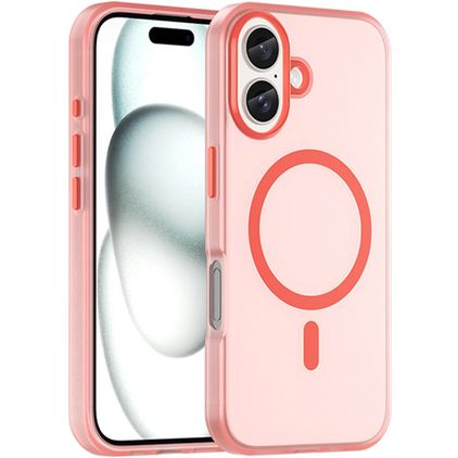 Mobigear Shockproof iPhone 16 MagSafe Hoesje Flexibel TPU Backcover - Rood