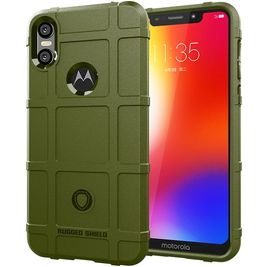 Mobigear Rugged Shield Motorola One Power Hoesje Flexibel TPU Backcover Shockproof - Groen