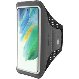 Mobiparts Comfort Fit Telefoonhouder Hardlopen Samsung Galaxy S21 FE Sport Hoesje Neopreen Sportarmband - Zwart