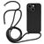 Mobigear Lanyard iPhone 15 Siliconen Hoesje met koord - Zwart