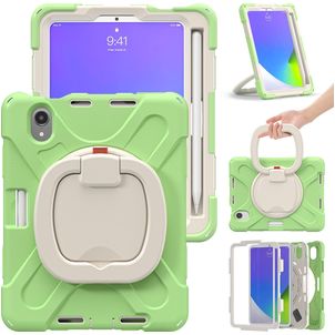 Mobigear RingGuard iPad Mini 6 (2021) Hoes Hard Kunststof,Siliconen Backcover + Stylus Houder + Schouderband + Standaard - Groen