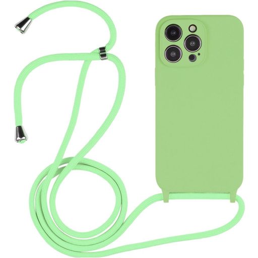 Mobigear Lanyard iPhone 14 Pro Siliconen Hoesje met koord - Groen
