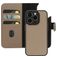 Mobiparts iPhone 15 Pro MagSafe Hoesje Echt Leer Uitneembare 2in1 Bookcase Portemonnee - Taupe