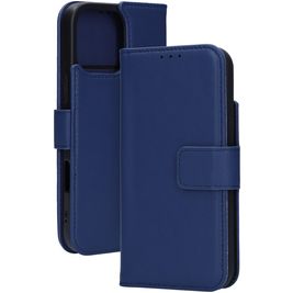 Mobiparts Wallet iPhone 16 Pro Max MagSafe Hoesje Echt Leer Bookcase Portemonnee - Blauw