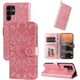 Mobigear Sunflower Samsung Galaxy S23 Ultra Hoesje Bookcase Portemonnee - Roze