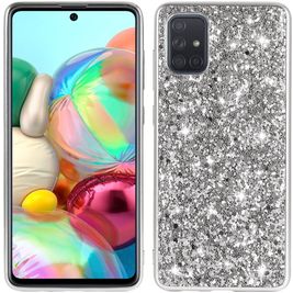 Mobigear Glitter Samsung Galaxy A73 Hoesje Hardcase Backcover - Zilver